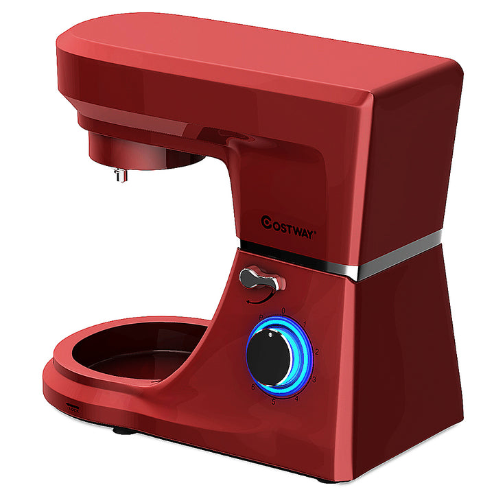 Costway - Tilt-Head Stand Mixer 7.5 Qt 6 Speed 660W with Dough Hook, Whisk & Beater - Red_10