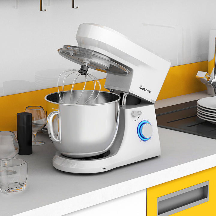 Costway - Tilt-Head Stand Mixer 7.5 Qt 6 Speed 660W with Dough Hook, Whisk & Beater - White_2