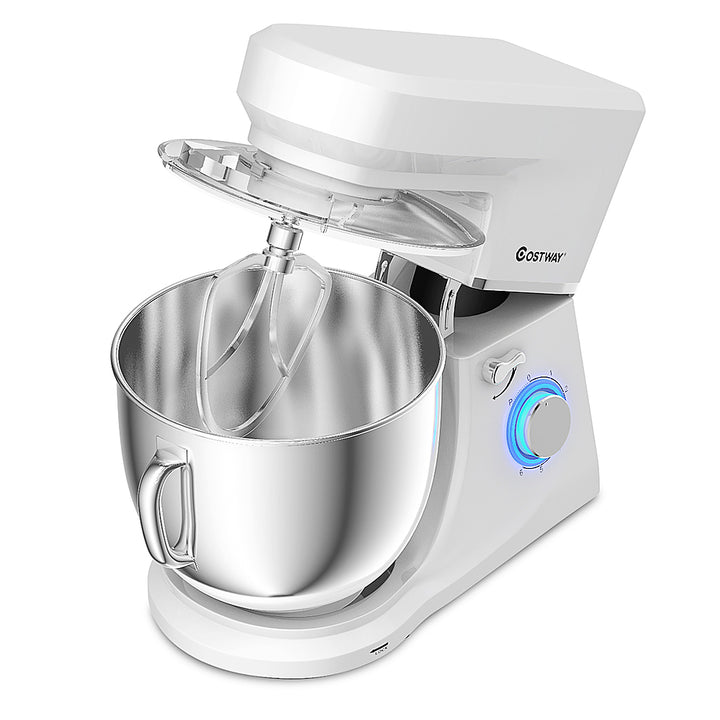 Costway - Tilt-Head Stand Mixer 7.5 Qt 6 Speed 660W with Dough Hook, Whisk & Beater - White_9