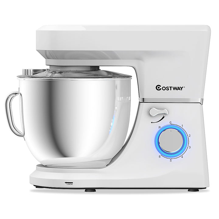 Costway - Tilt-Head Stand Mixer 7.5 Qt 6 Speed 660W with Dough Hook, Whisk & Beater - White_11