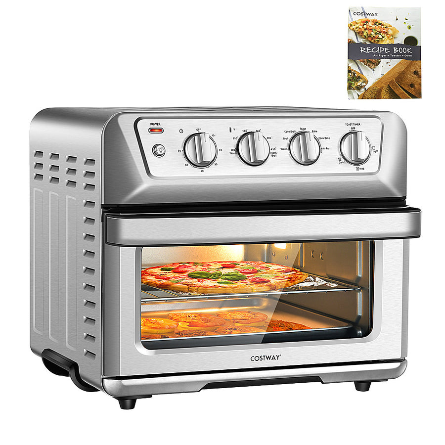 Costway - 21.5QT Air Fryer Toaster Oven 1800W Countertop Convection Oven w/ Recipe - Silver_0