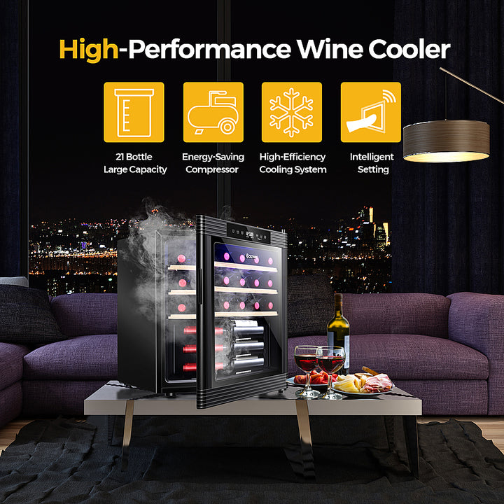 Costway - 21 Bottle Compressor Wine Cooler Refrigerator w/ Digital Control - Black_1