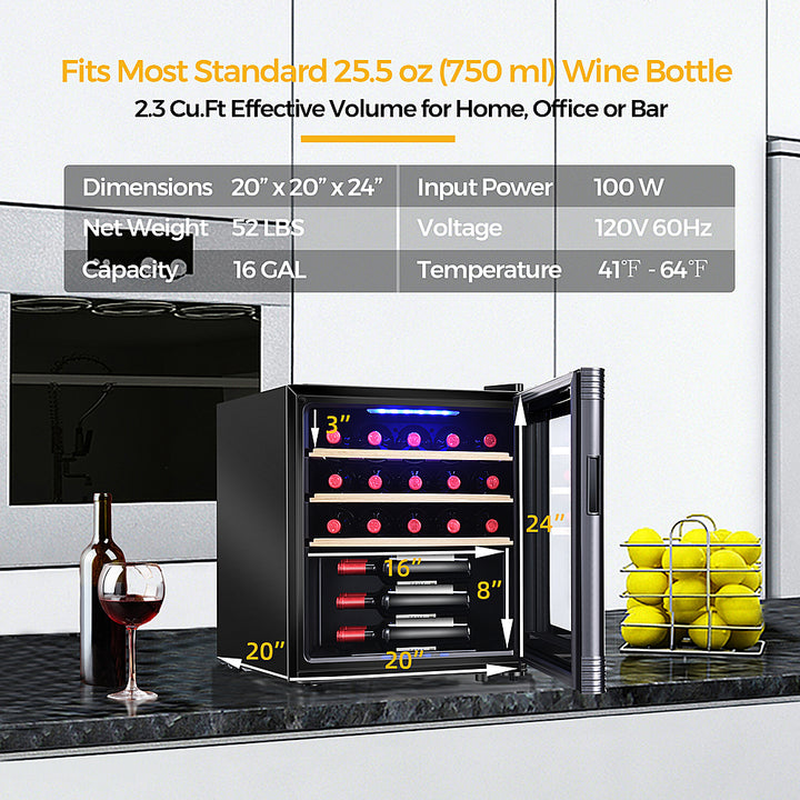 Costway - 21 Bottle Compressor Wine Cooler Refrigerator w/ Digital Control - Black_8