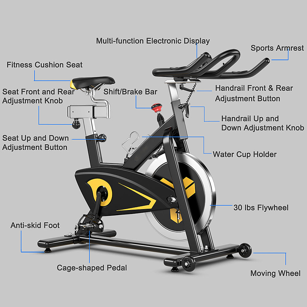 Costway - Magnetic Exercise Bike Stationary Belt Drive - Black_5