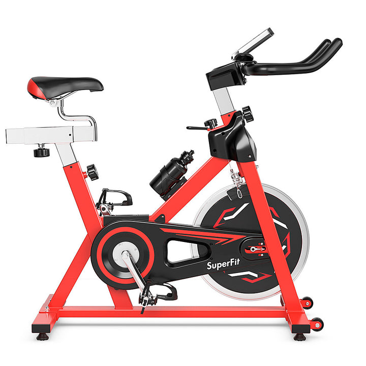 Costway - Stationary Indoor Fitness Cycling Bik w/ LCD Monitor - Black/Red_7