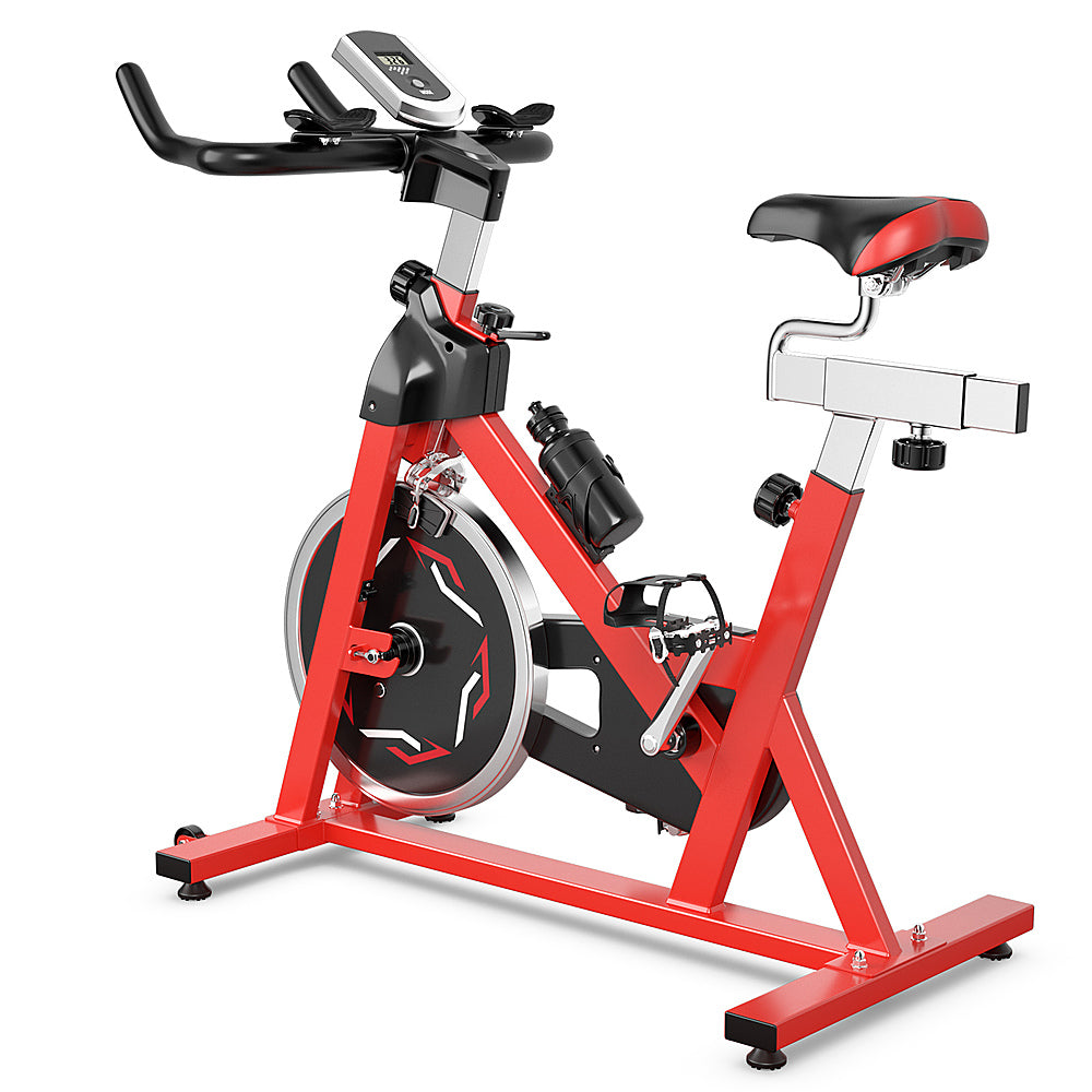 Costway - Stationary Indoor Fitness Cycling Bik w/ LCD Monitor - Black/Red_8