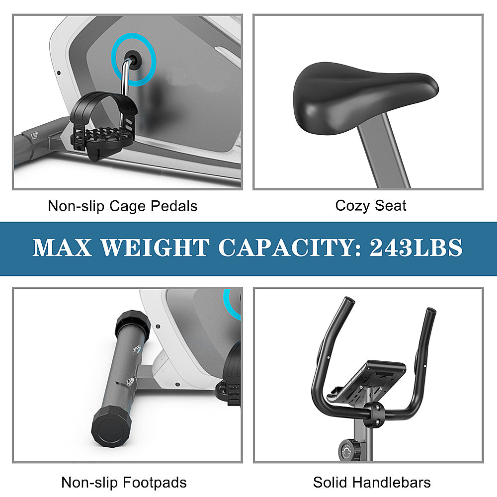 Costway - Magnetic Upright Exercise Bike Cycling Bike W/Pulse Sensor 8-Level Fitness - Silver_6