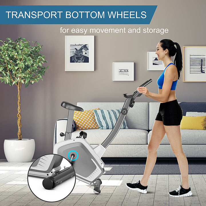 Costway - Magnetic Upright Exercise Bike Cycling Bike W/Pulse Sensor 8-Level Fitness - Silver_7