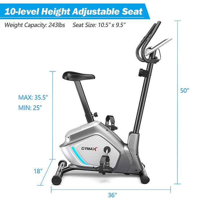 Costway - Magnetic Exercise Bike Upright Cycling Bike w/ LCD Monitor & Pulse Sensor - Black + Grey_9