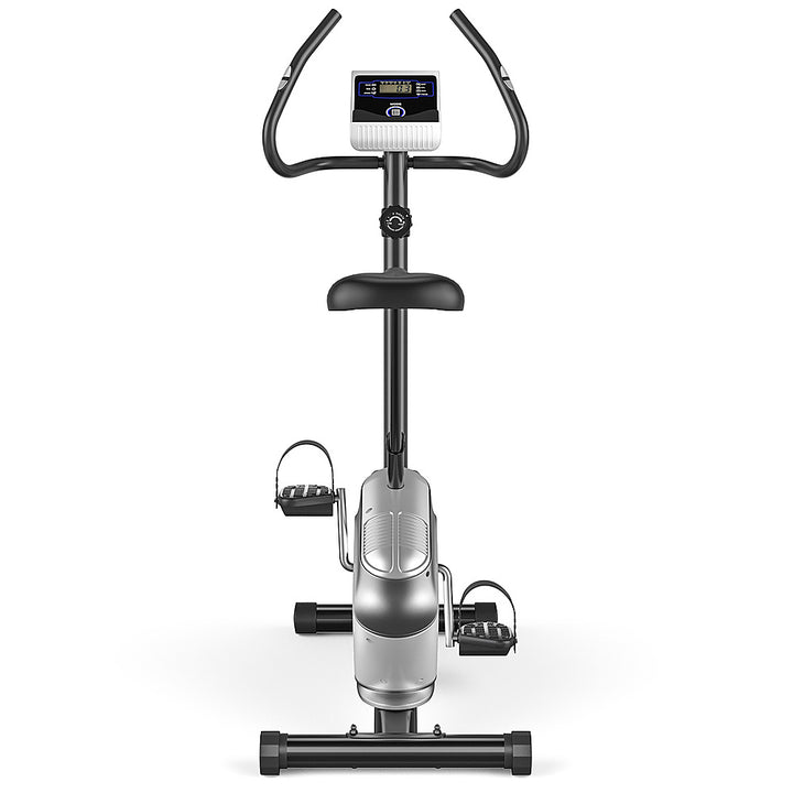 Costway - Magnetic Exercise Bike Upright Cycling Bike w/ LCD Monitor & Pulse Sensor - Black + Grey_10