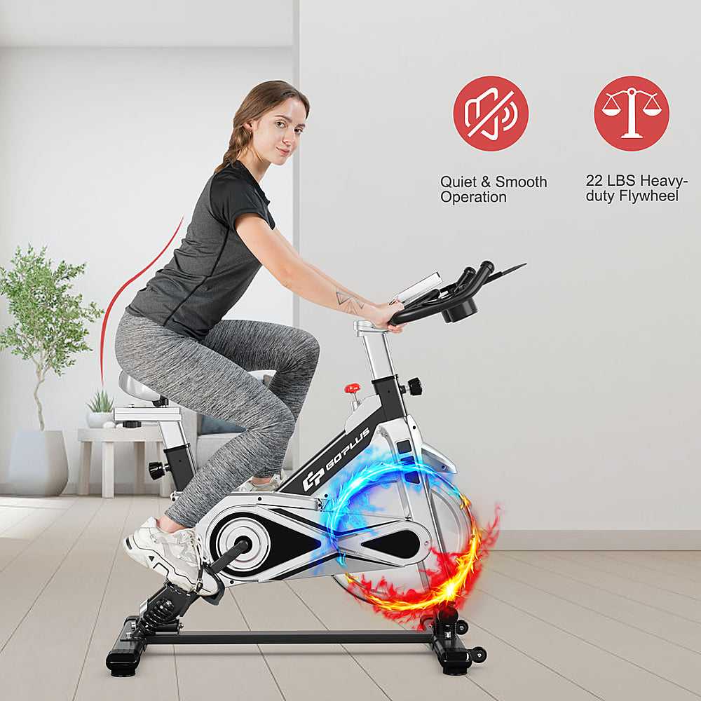 Costway - Indoor Stationary Exercise Cycle Bike Bicycle Workout w/ Large Holder - Black + Gray_1