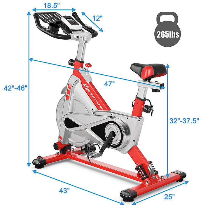 Costway - Indoor Stationary Exercise Cycle Bike Bicycle Workout w/ Large Holder - Red + Gray_11