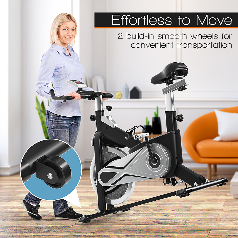 Costway - Stationary Exercise Bike Fitness Cycling Bike W/40 Lbs Flywheel Home Gym Cardio - Black_7