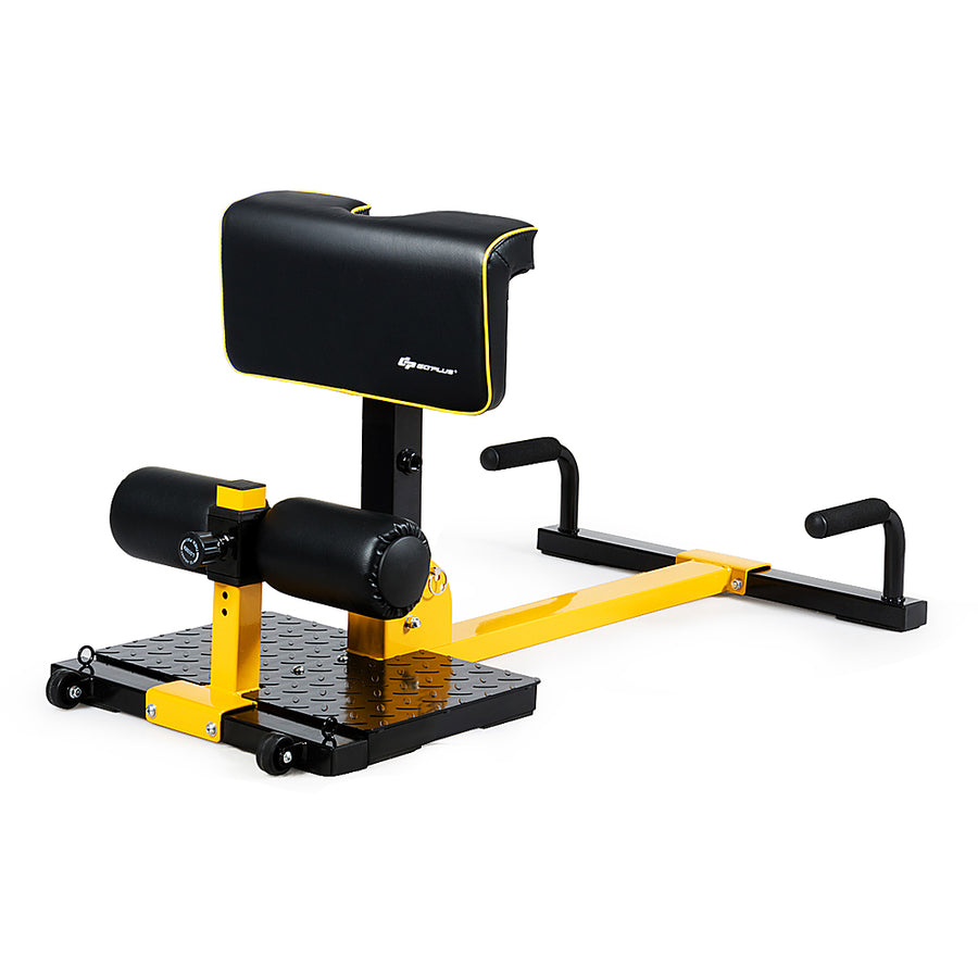 Costway - 8-in-1 Multifunctional Squat Machine Deep Sissy Squat Home Gym Fitness Equipment - Black + Yellow_0