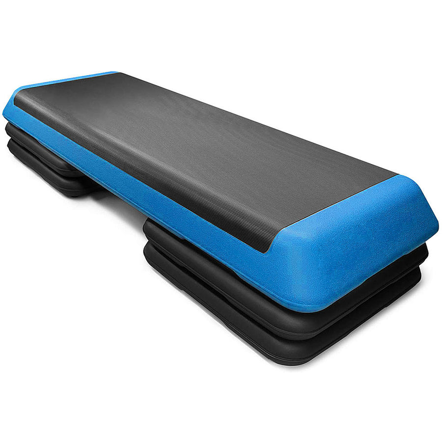 Costway - Fitness Aerobic Step Cardio Adjust 4'' - 6'' - 8'' Exercise Stepper w/Risers - Blue_0