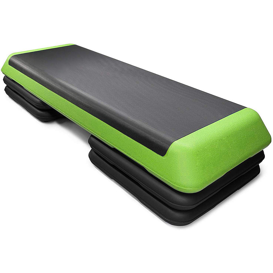 Costway - Fitness Aerobic Step 43'' Cardio Adjust 4'' - 6'' - 8'' Exercise Stepper w/Risers - Green_0