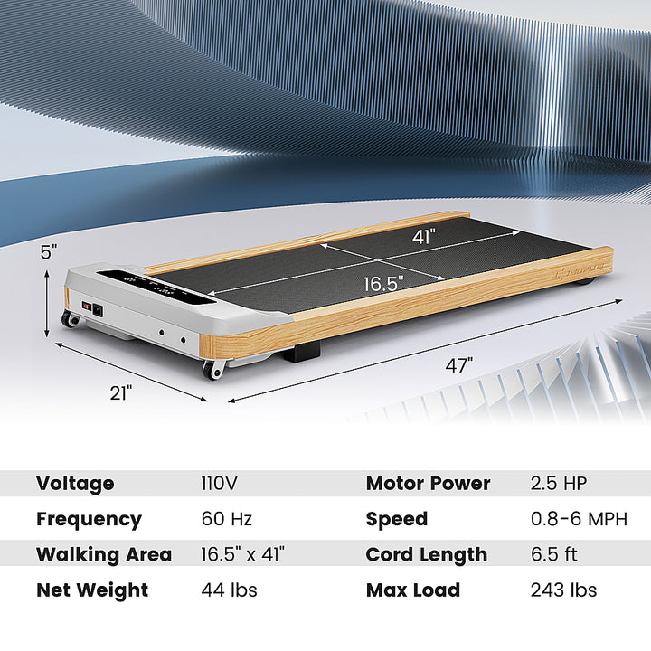 Costway - Walking Pad Under Desk Treadmill with Remote Control for Home/Office LED Display - Gray + Black + Natural_9