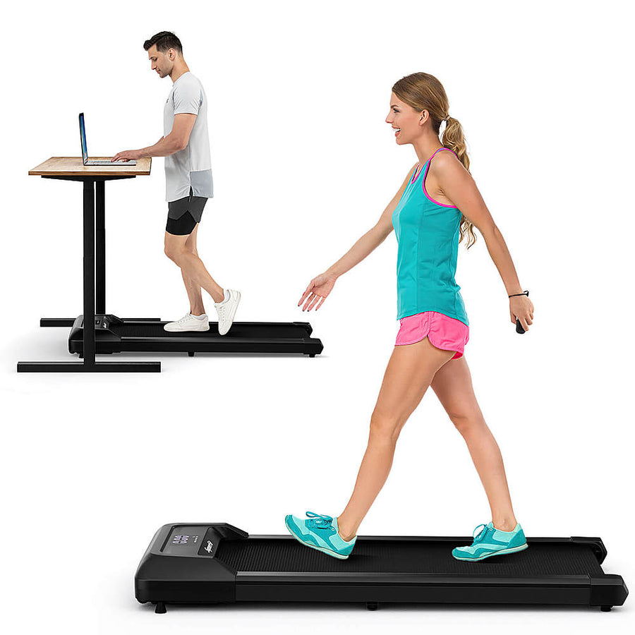 Costway - Walking Pad w/265 lbs Capacity Remote Control & LED Display Under Desk Treadmill - Black_0