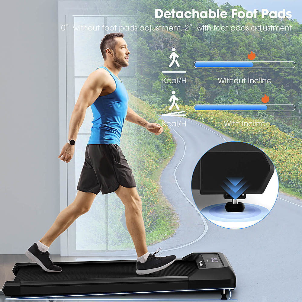 Costway - Walking Pad w/265 lbs Capacity Remote Control & LED Display Under Desk Treadmill - Black_4