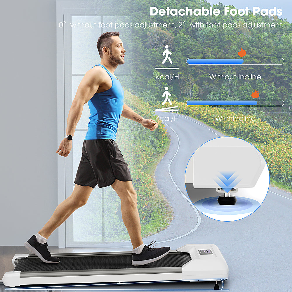 Costway - Walking Pad w/265 lbs Capacity Remote Control & LED Display Under Desk Treadmill - Gray_4