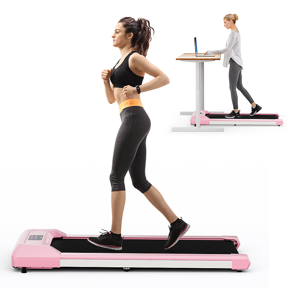 Costway - Walking Pad w/265 lbs Capacity Remote Control & LED Display Under Desk Treadmill - Pink_0