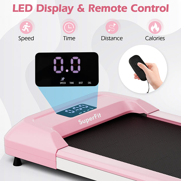 Costway - Walking Pad w/265 lbs Capacity Remote Control & LED Display Under Desk Treadmill - Pink_4