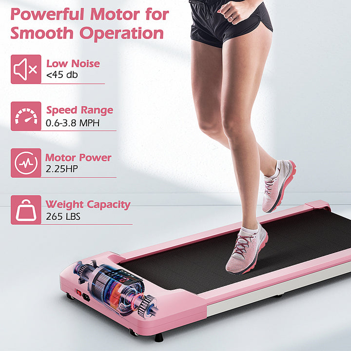 Costway - Walking Pad w/265 lbs Capacity Remote Control & LED Display Under Desk Treadmill - Pink_5