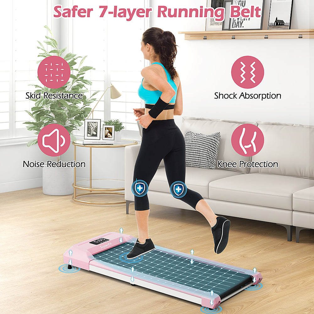 Costway - Walking Pad w/265 lbs Capacity Remote Control & LED Display Under Desk Treadmill - Pink_7