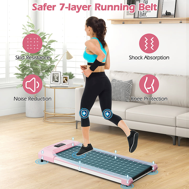 Costway - Walking Pad w/265 lbs Capacity Remote Control & LED Display Under Desk Treadmill - Pink_7