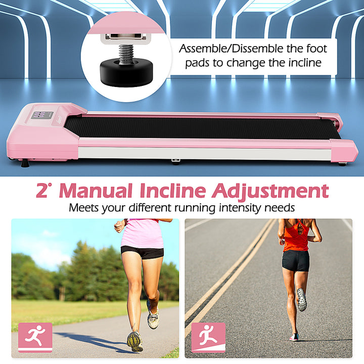 Costway - Walking Pad w/265 lbs Capacity Remote Control & LED Display Under Desk Treadmill - Pink_8