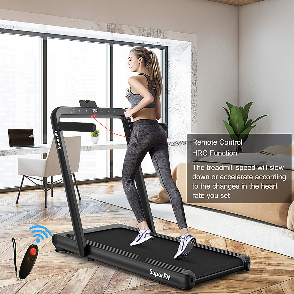 Costway - 4.75HP 2 In 1 Folding Treadmill W/Remote APP Control - Black_1