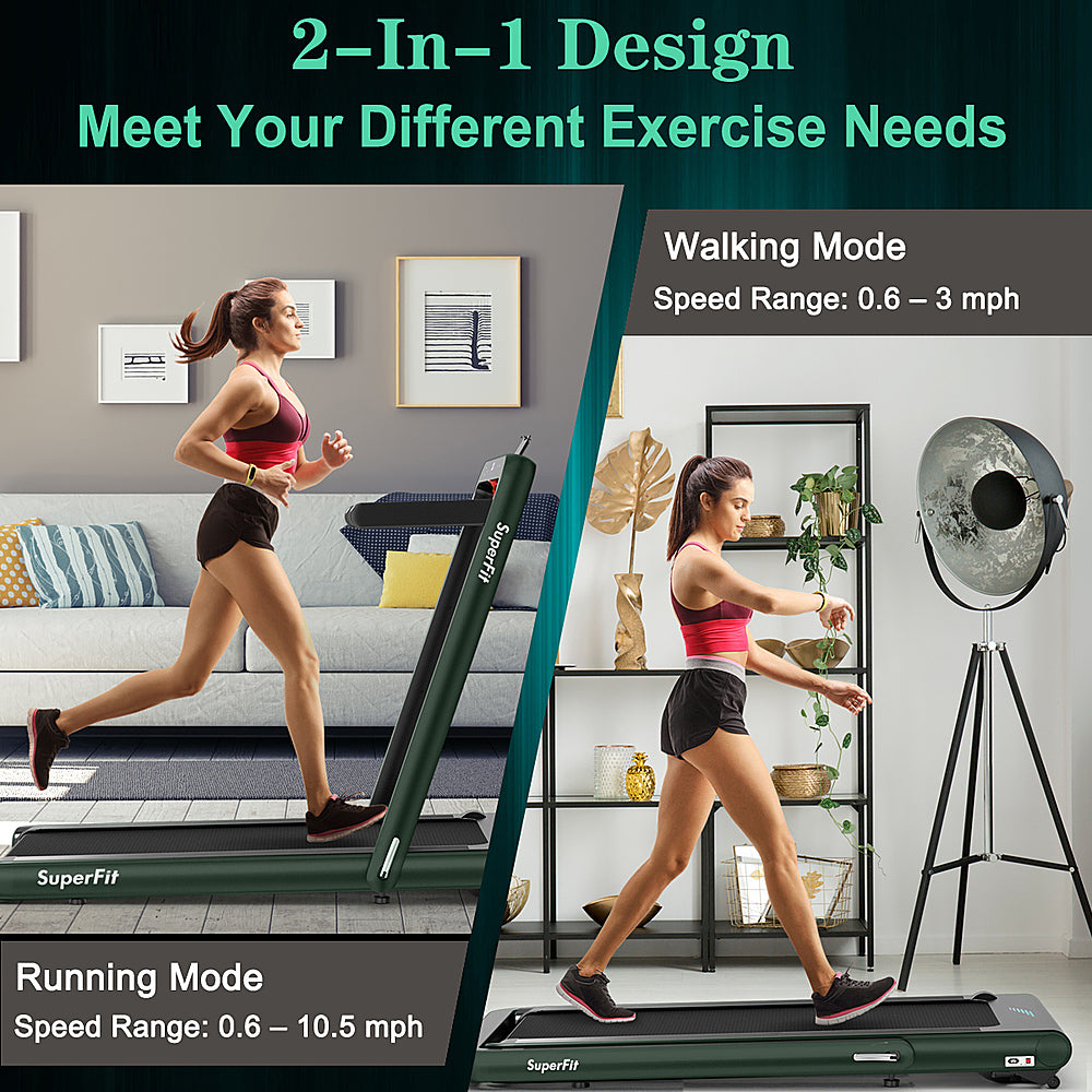 Costway - 4.75HP 2 In 1 Folding Home Treadmill with Remote APP Control - Green_1