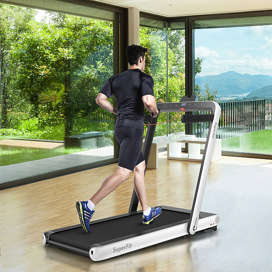 Costway - 4.75HP 2 In 1 Folding Treadmill W/Remote APP Control - White_0