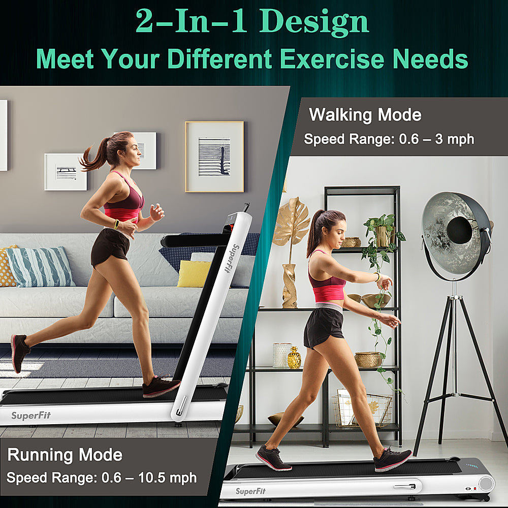 Costway - 4.75HP 2 In 1 Folding Treadmill W/Remote APP Control - White_1