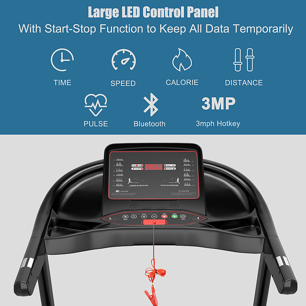 Costway - 2.25HP Electric Folding Treadmill W/HD LED Display APP Control Speaker - Black_1