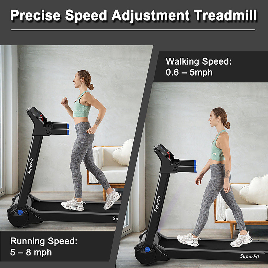 Costway - 3HP Folding Electric Treadmill Running Machine w/ Speaker - Blue_0