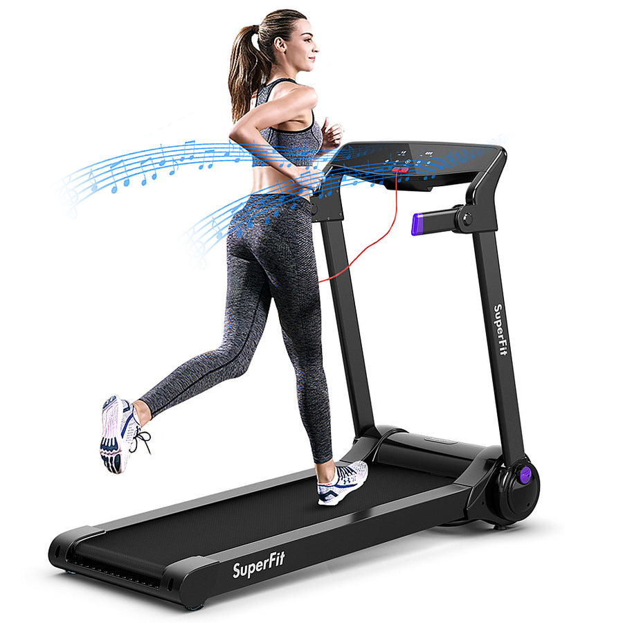 Costway - 3HP Folding Electric Treadmill Running Machine w/ Speaker - Purple_0