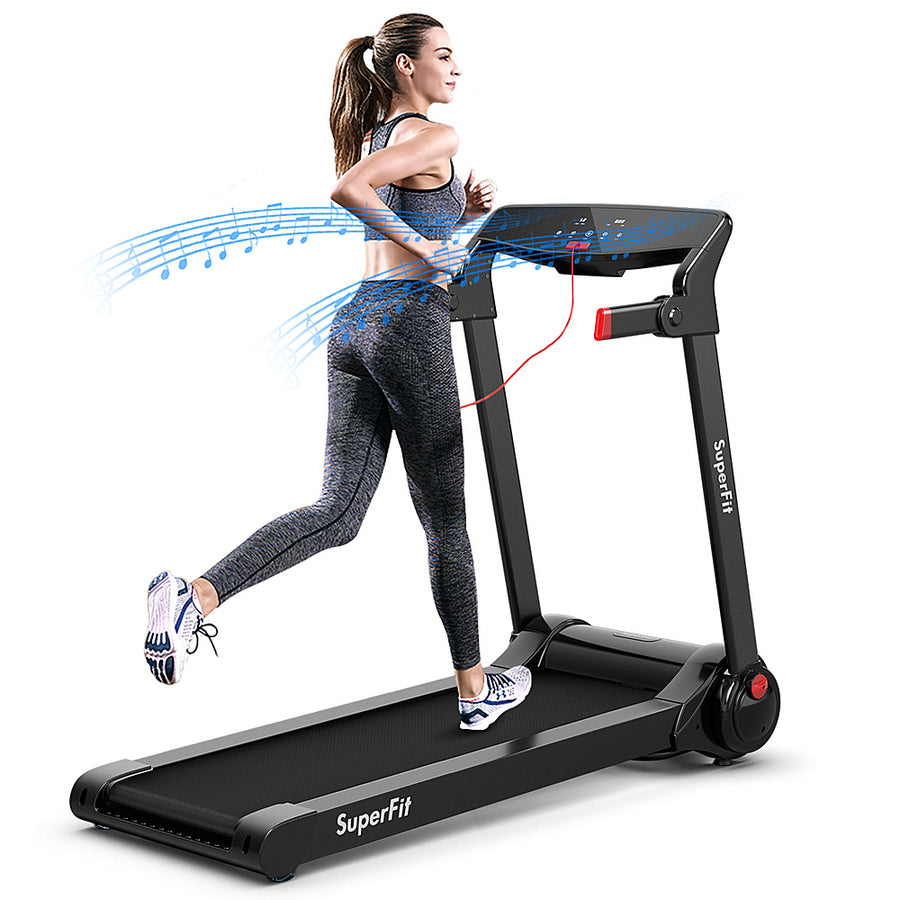 Costway - 3HP Folding Electric Treadmill Running Machine w/ Speaker - Red_0