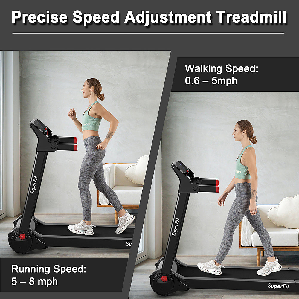 Costway - 3HP Folding Electric Treadmill Running Machine w/ Speaker - Red_1