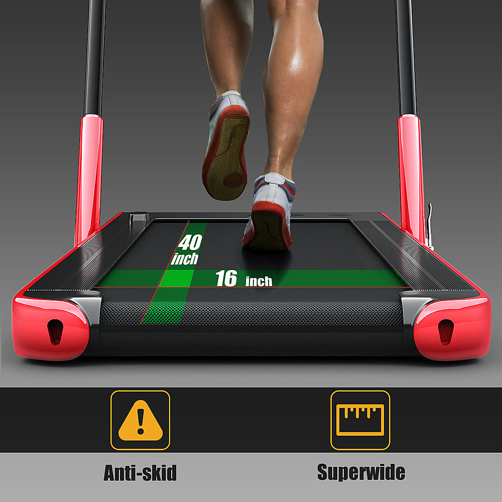 Costway - Up To 7.5MPH 2.25HP 2 in 1 Folding Under Desk Treadmill W/ Speaker Remote Control APP, Single Display Screen - Red_7