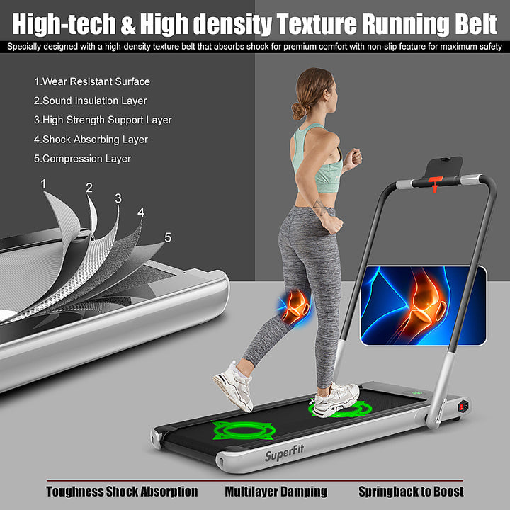 Costway - Up To 7.5MPH 2.25HP 2-in-1 Folding Under Desk Treadmill W/Speaker Controller APP, Single Display Screen - Silver_1