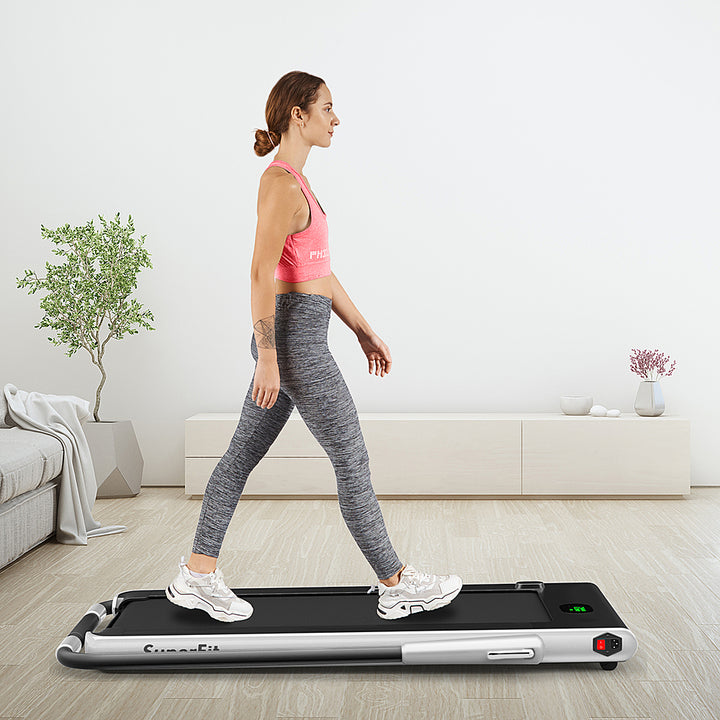 Costway - Up To 7.5MPH 2.25HP 2-in-1 Folding Under Desk Treadmill W/Speaker Controller APP, Single Display Screen - Silver_3