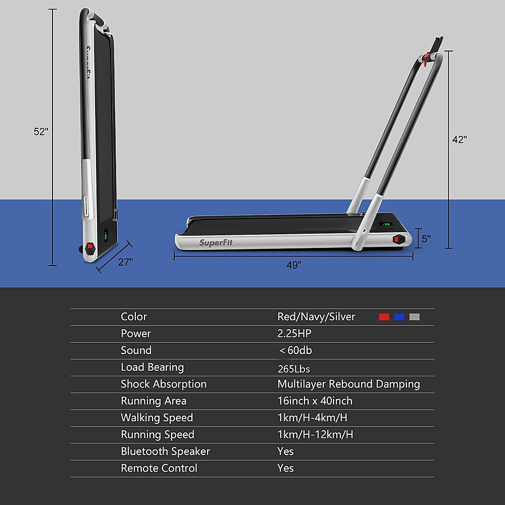 Costway - Up To 7.5MPH 2.25HP 2-in-1 Folding Under Desk Treadmill W/Speaker Controller APP, Single Display Screen - Silver_11