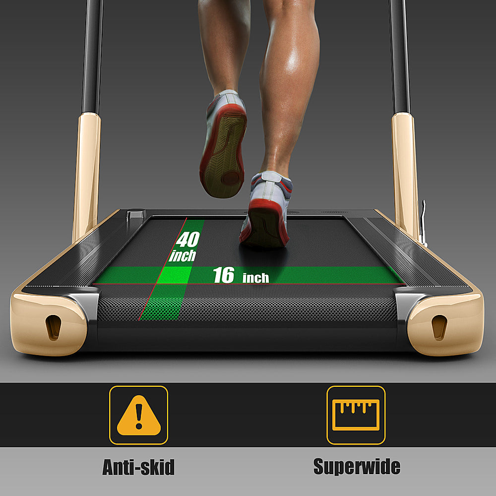 Costway - Up To 7.5MPH 2.25HP 2-in-1 Folding Under Desk Treadmill W/Remote Control  Speaker  APP, Single Display Screen - Gold_6