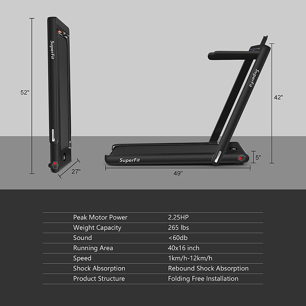 Costway - Up To 7.5MPH 2.25HP 2 in 1 Dual Display Screen Treadmill Jogging Machine W/APP Control - Black_9