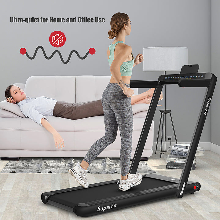 Costway - Up To 7.5MPH 2.25HP 2 in 1 Dual Display Screen Treadmill Jogging Machine W/APP Control - Black_10