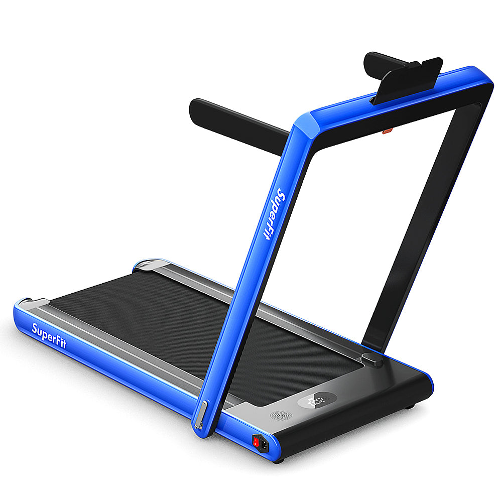 Costway - Up To 7.5MPH 2.25HP 2 in 1 Dual Display Screen Treadmill Jogging Machine W/APP Control - Blue_10