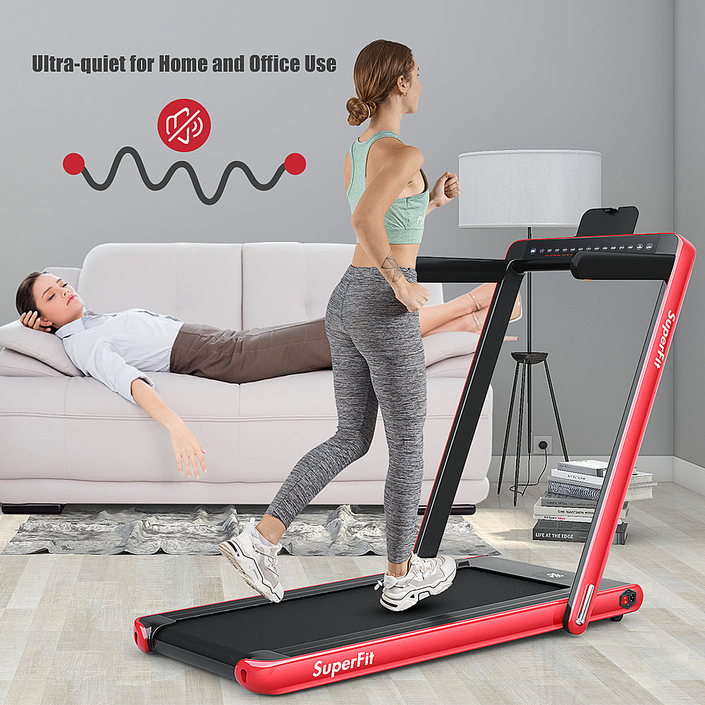 Costway - Up To 7.5MPH 2.25HP 2 in 1 Dual Display Screen Treadmill Jogging Machine W/APP Control - Red_7