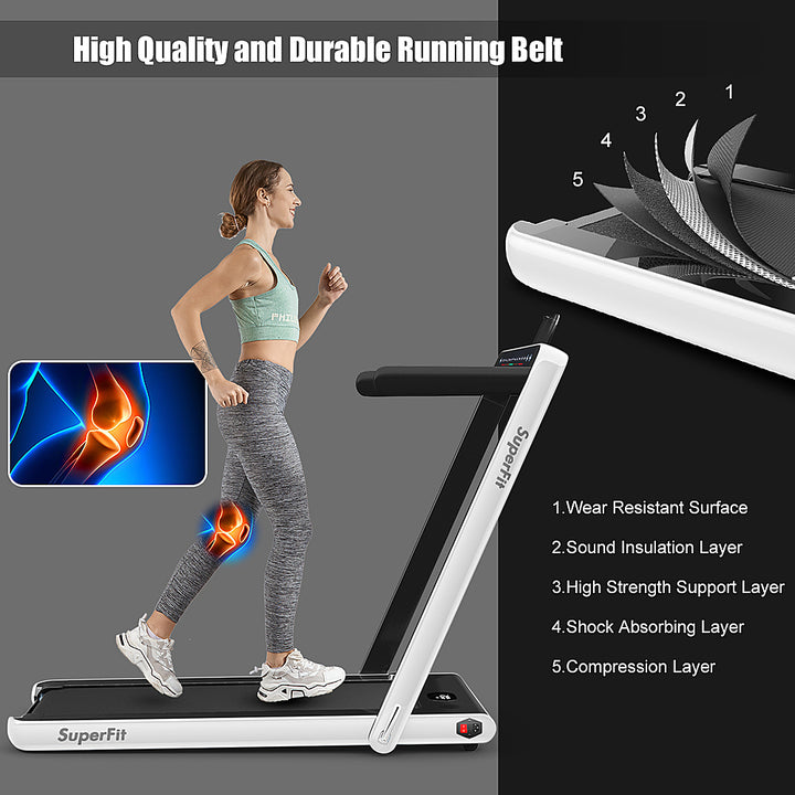 Costway - Up To 7.5MPH 2.25HP 2 in 1 Dual Display Screen Treadmill Jogging Machine W/APP Control - White_2