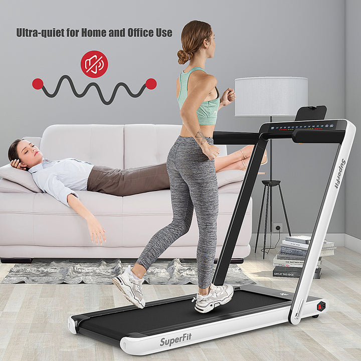 Costway - Up To 7.5MPH 2.25HP 2 in 1 Dual Display Screen Treadmill Jogging Machine W/APP Control - White_7